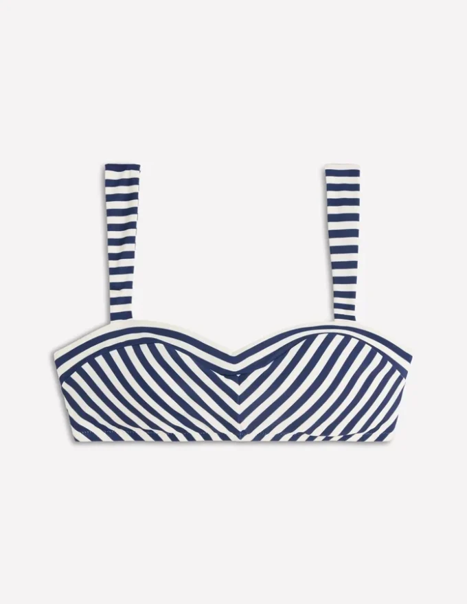 Clean Sweetheart Bikini Top Navy, Ivory Stripe