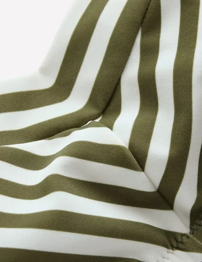 Clean Sweetheart Bikini Top Olive, Ivory Stripe