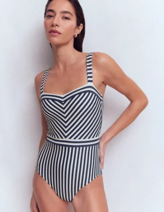 Clean Sweetheart Swimsuit Navy and Ivory Stripe