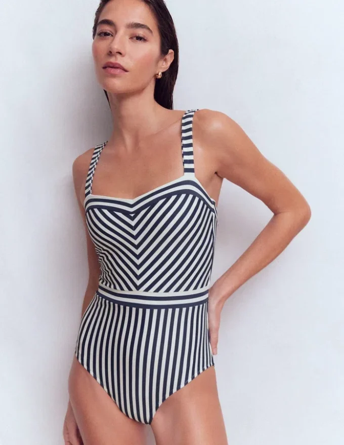 Clean Sweetheart Swimsuit Navy and Ivory Stripe Clean Sweetheart Swimsuit Navy and Ivory Stripe