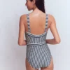 Clean Sweetheart Swimsuit Navy and Ivory Stripe Clean Sweetheart Swimsuit Navy and Ivory Stripe