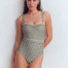 Clean Sweetheart Swimsuit Olive Ivory Stripe Clean Sweetheart Swimsuit Olive Ivory Stripe