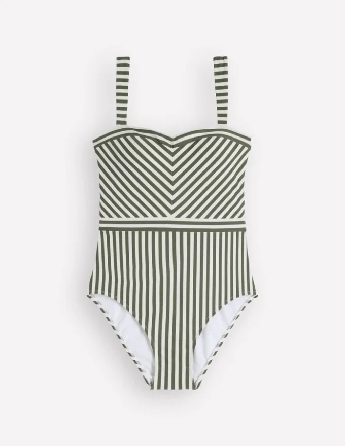 Clean Sweetheart Swimsuit Olive Ivory Stripe Clean Sweetheart Swimsuit Olive Ivory Stripe