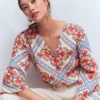 Cleo Linen Top Floral Tile Placement