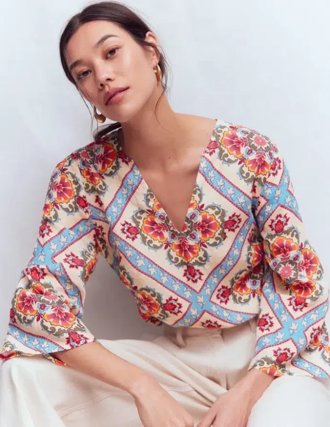 Cleo Linen Top Floral Tile Placement