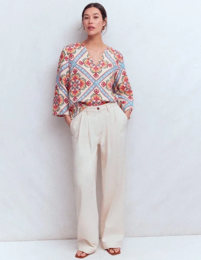 Cleo Linen Top Floral Tile Placement