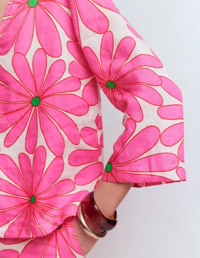Cleo Linen Top Pink, Daisy Blossom Cleo Linen Top Pink, Daisy Blossom