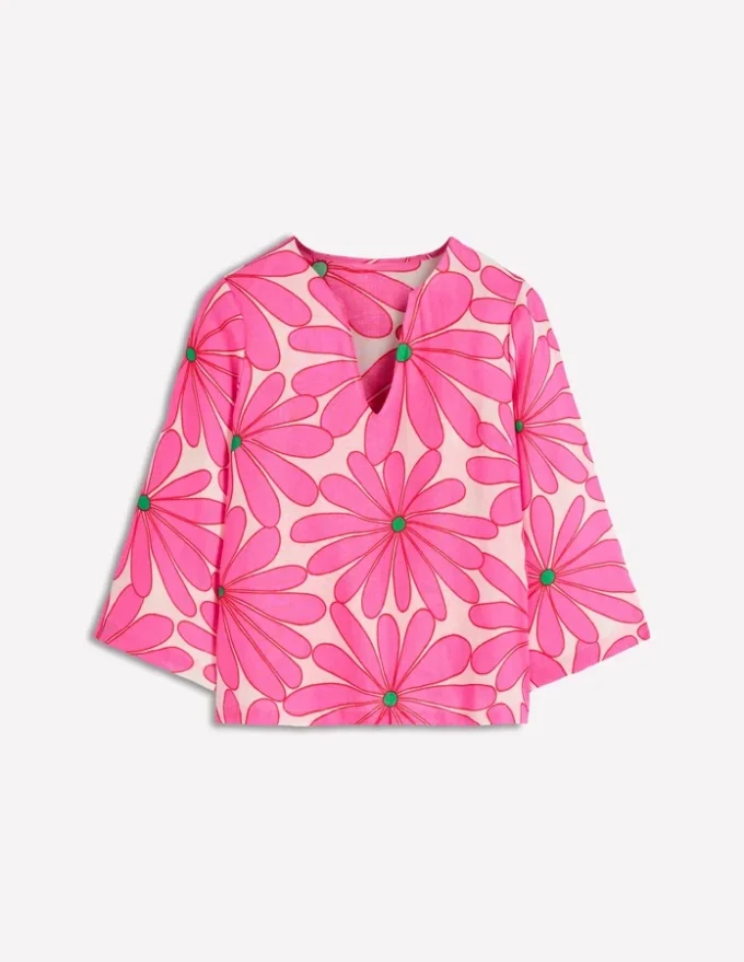 Cleo Linen Top Pink, Daisy Blossom Cleo Linen Top Pink, Daisy Blossom