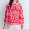 Cleo Linen Top Red, Ornamental Garden Mono Cleo Linen Top Red, Ornamental Garden Mono