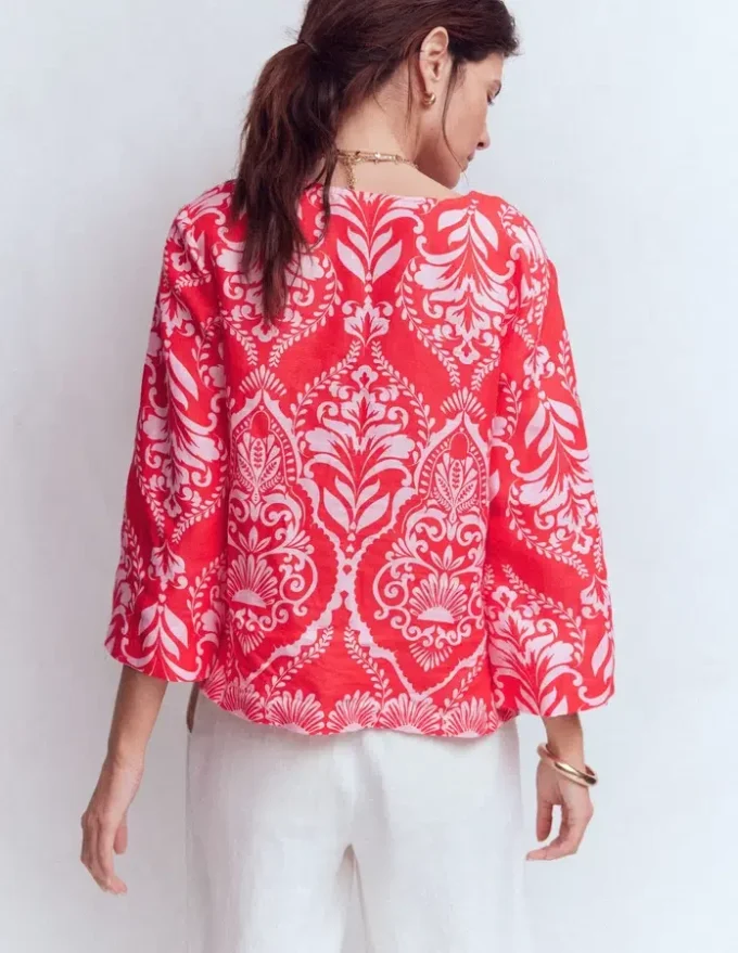 Cleo Linen Top Red, Ornamental Garden Mono Cleo Linen Top Red, Ornamental Garden Mono