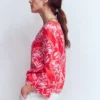 Cleo Linen Top Red, Ornamental Garden Mono Cleo Linen Top Red, Ornamental Garden Mono