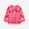 Cleo Linen Top Red, Ornamental Garden Mono Cleo Linen Top Red, Ornamental Garden Mono