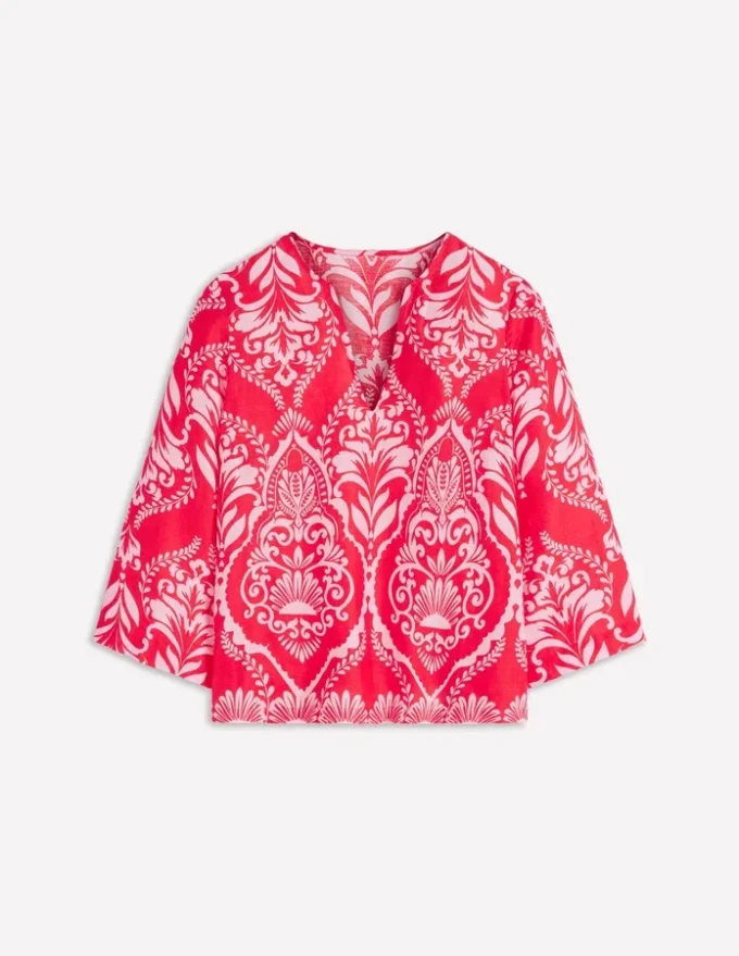 Cleo Linen Top Red, Ornamental Garden Mono Cleo Linen Top Red, Ornamental Garden Mono