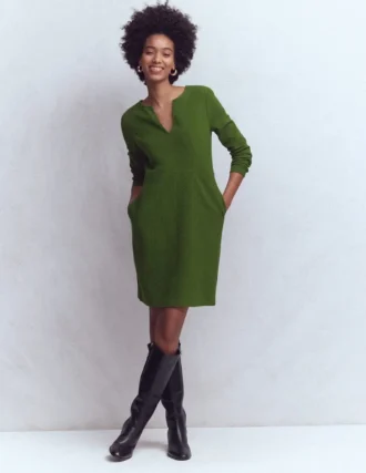 Colette Ottoman Shift Dress Green Fir