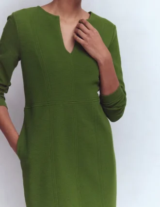 Colette Ottoman Shift Dress Green Fir