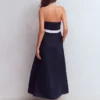 Collar Halter Neck Linen Dress Navy Ivory Collar Halter Neck Linen Dress Navy Ivory