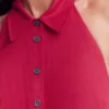 Collar Halter Neck Linen Dress Pomegranate Collar Halter Neck Linen Dress Pomegranate