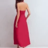 Collar Halter Neck Linen Dress Pomegranate Collar Halter Neck Linen Dress Pomegranate