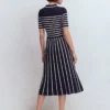 Collared Knitted Midi Dress French Navy and Ivory Stripe Collared Knitted Midi Dress French Navy and Ivory Stripe
