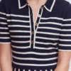 Collared Knitted Midi Dress French Navy and Ivory Stripe Collared Knitted Midi Dress French Navy and Ivory Stripe