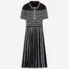 Collared Knitted Midi Dress French Navy and Ivory Stripe Collared Knitted Midi Dress French Navy and Ivory Stripe