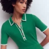 Collared Knitted Midi Dress Fresh Green