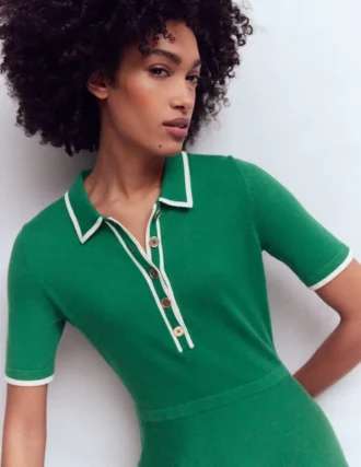 Collared Knitted Midi Dress Fresh Green Collared Knitted Midi Dress Fresh Green