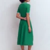Collared Knitted Midi Dress Fresh Green