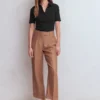 Collared Ribbed Henley Top Black Collared Ribbed Henley Top Black