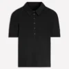 Collared Ribbed Henley Top Black Collared Ribbed Henley Top Black