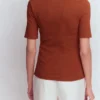 Collared Ribbed Henley Top Burnt Orange Collared Ribbed Henley Top Burnt Orange
