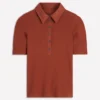 Collared Ribbed Henley Top Burnt Orange Collared Ribbed Henley Top Burnt Orange