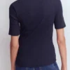 Collared Ribbed Henley Top Navy
