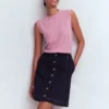 Contrast Stitch Ponte Skirt Navy Contrast Stitch Ponte Skirt Navy