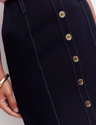 Contrast Stitch Ponte Skirt Navy