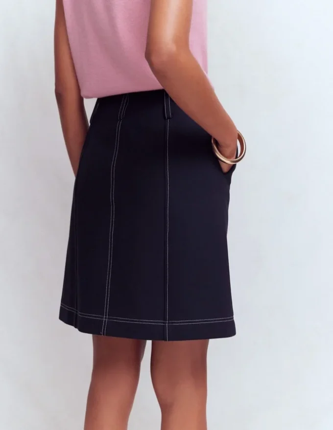 Contrast Stitch Ponte Skirt Navy Contrast Stitch Ponte Skirt Navy