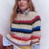 Cotton Cable Jumper Warm Ivory, Rainbow Cotton Cable Jumper Warm Ivory, Rainbow
