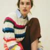 Cotton Cable Jumper Warm Ivory, Rainbow Cotton Cable Jumper Warm Ivory, Rainbow