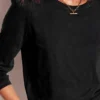Cotton Crew Long Sleeve Top Black Cotton Crew Long Sleeve Top Black