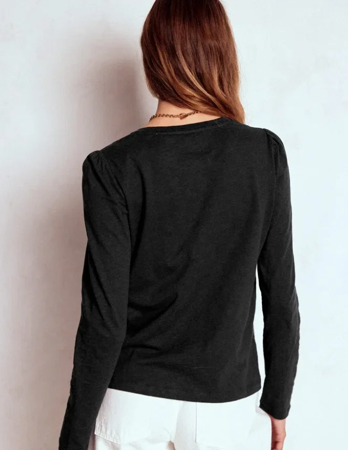 Cotton Crew Long Sleeve Top Black Cotton Crew Long Sleeve Top Black