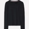 Cotton Crew Long Sleeve Top Black Cotton Crew Long Sleeve Top Black