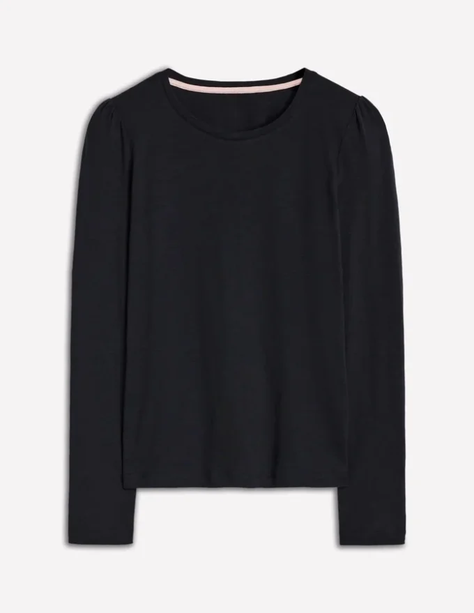 Cotton Crew Long Sleeve Top Black Cotton Crew Long Sleeve Top Black