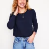 Cotton Crew Long Sleeve Top Navy Cotton Crew Long Sleeve Top Navy
