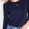 Cotton Crew Long Sleeve Top Navy Cotton Crew Long Sleeve Top Navy
