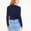 Cotton Crew Long Sleeve Top Navy Cotton Crew Long Sleeve Top Navy