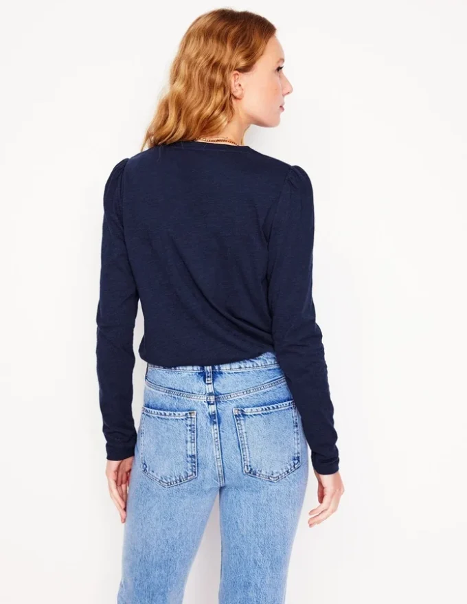 Cotton Crew Long Sleeve Top Navy Cotton Crew Long Sleeve Top Navy
