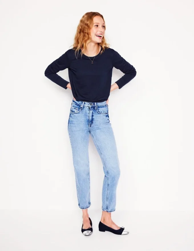 Cotton Crew Long Sleeve Top Navy Cotton Crew Long Sleeve Top Navy