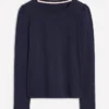 Cotton Crew Long Sleeve Top Navy Cotton Crew Long Sleeve Top Navy