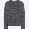 Cotton Crew Long Sleeve Top Navy, Ivory Stripe Cotton Crew Long Sleeve Top Navy, Ivory Stripe