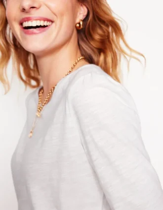 Cotton Crew Long Sleeve Top White